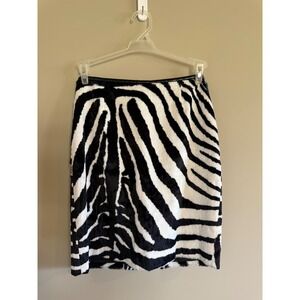 apriori Womens Zebra Print Faux Fur Pencil Skirt Black White Size 4